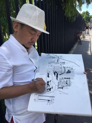 中国著名艺术家陈可之描绘修缮中的巴黎圣母院