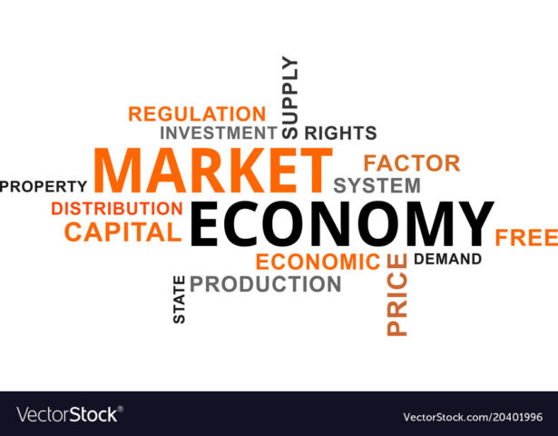 Word cloud - market economy Royalty Free Vector Image