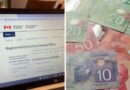 ​Registered Education Savings Plan site from the government of Canada. Right: Canadian money.