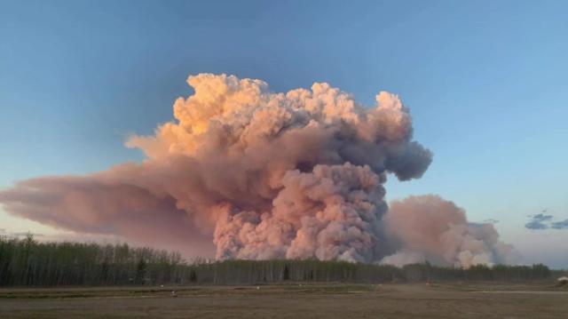 A wildfire burning out of control near Fox Lake in northern Alberta.