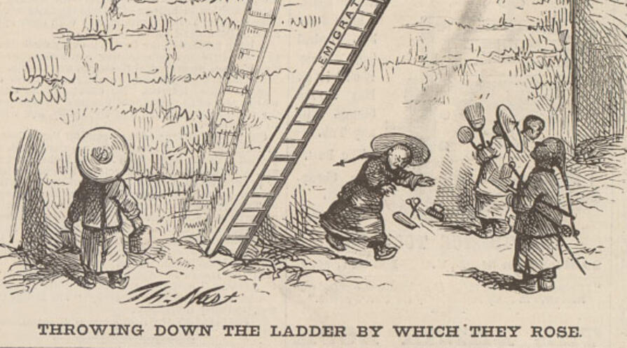 Political cartoon of Chinese exclusion