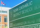 A sign for York Catholic District School Board can be seen above. (CTV News)