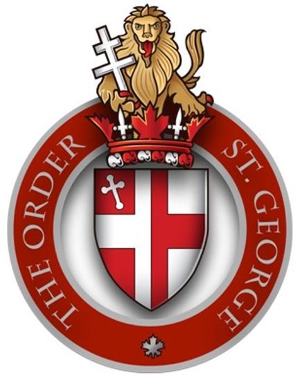 A red and white logo with a lion and a shield Description automatically generated