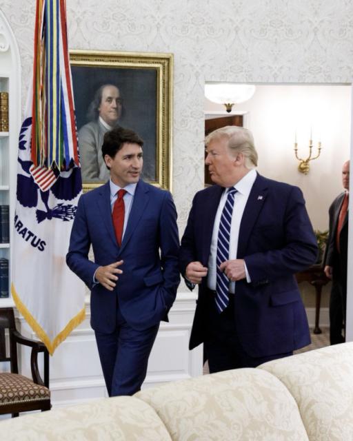 A photo of Prime Minister Justin Trudeau and President Donald Trump.